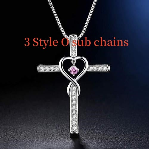 Infinity Cross Birthstone Pendant Necklace for Women