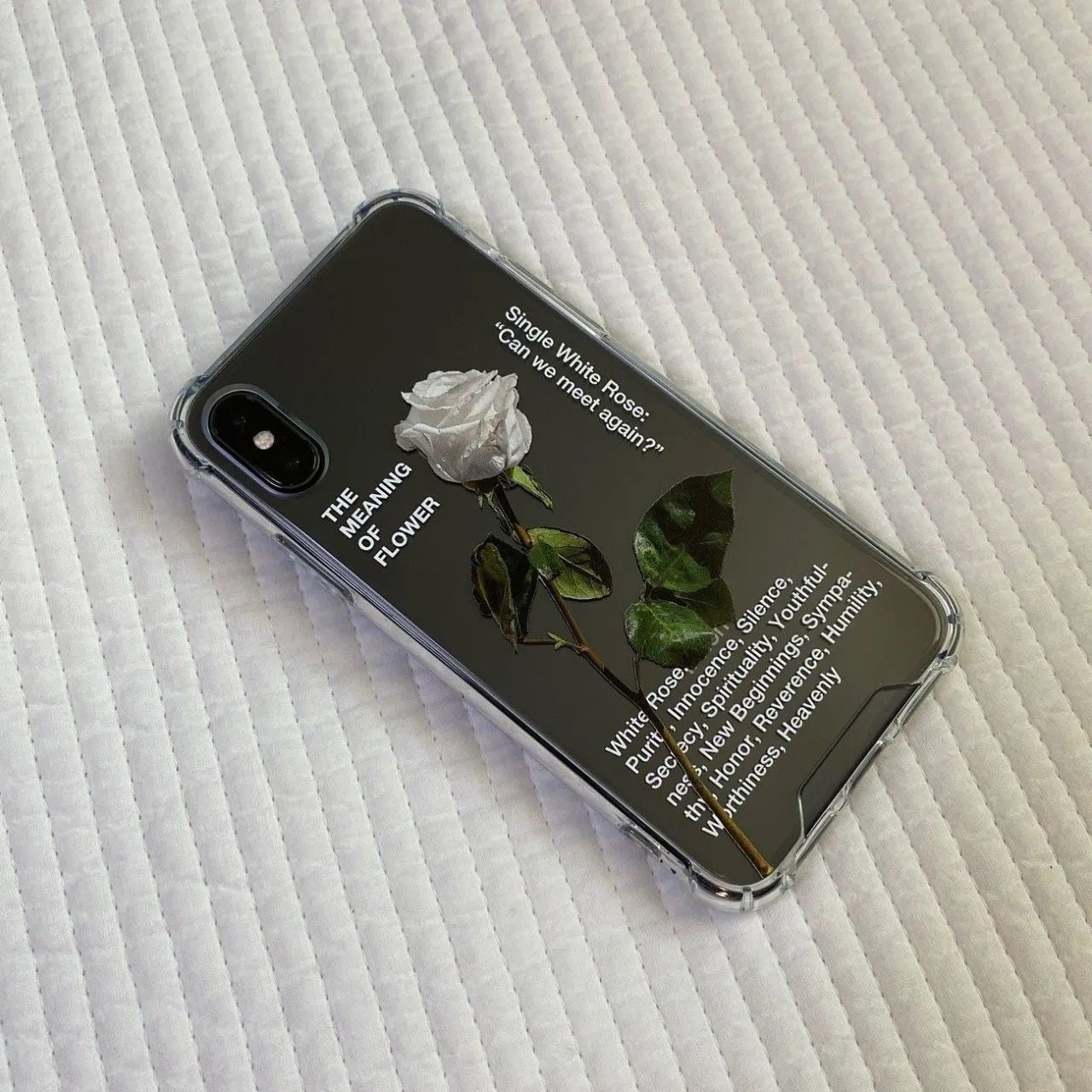 White Rose Branch Simple Transparent Mobile Phone Case