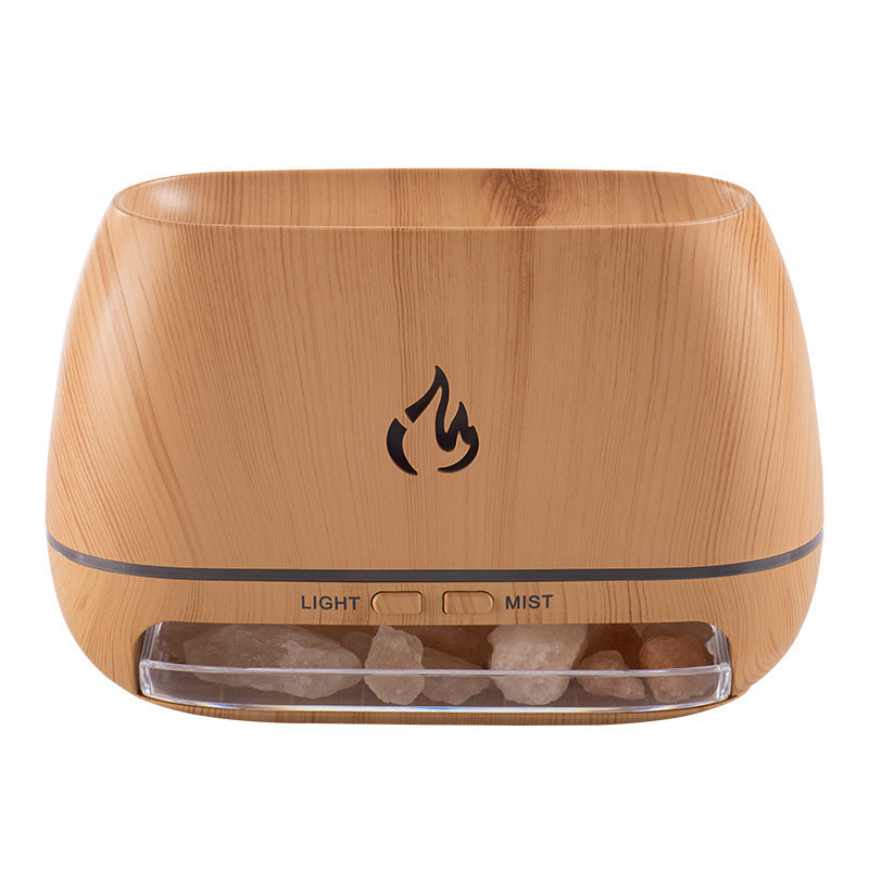 Wood Grain Aromatherapy Diffuser with Simulated Flame Effect