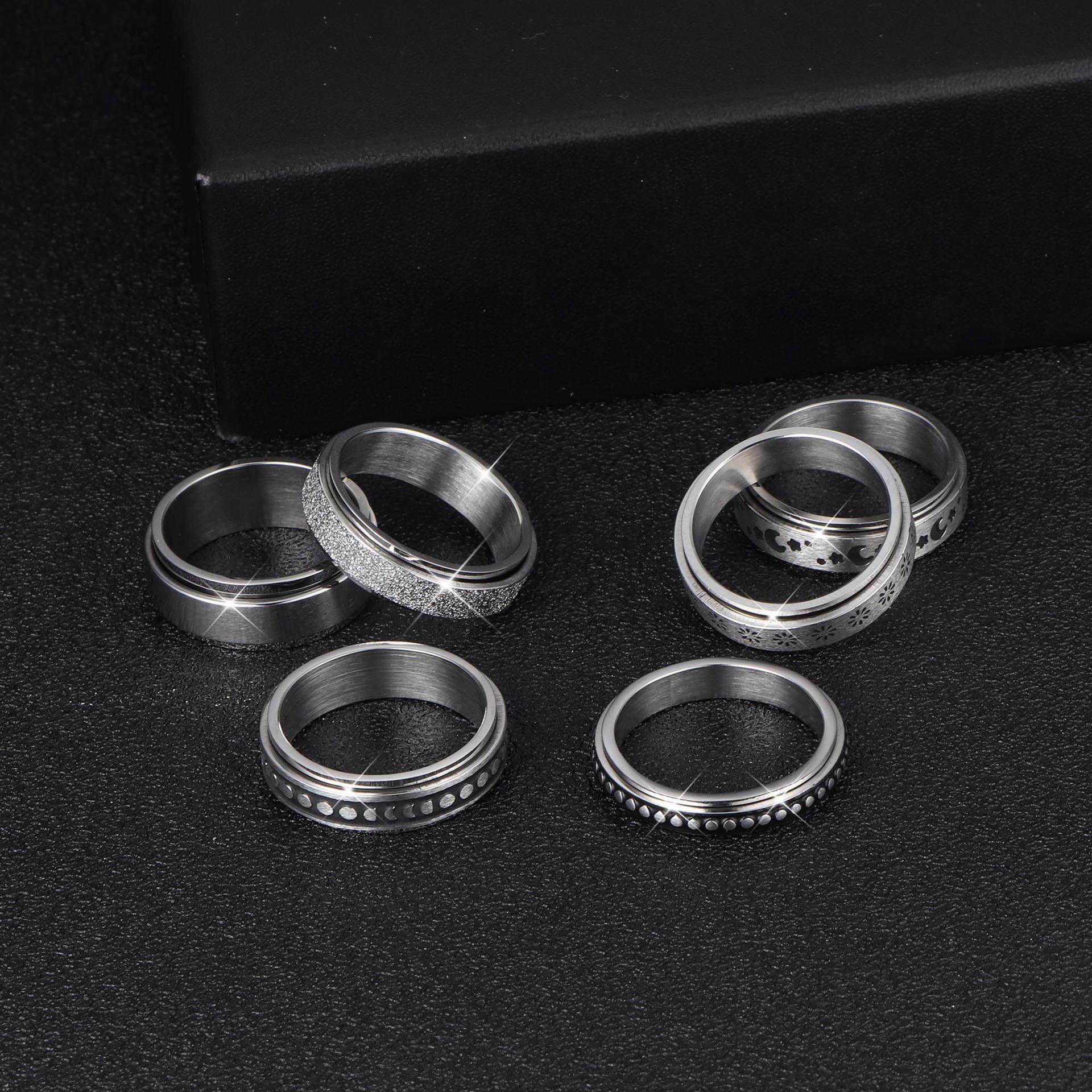 Stainless Steel Spinner Ring – Moon & Stars Anxiety Relief