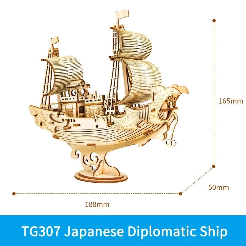 Robotime 3D Wooden Ship Puzzle – DIY Assembly Kit 4o