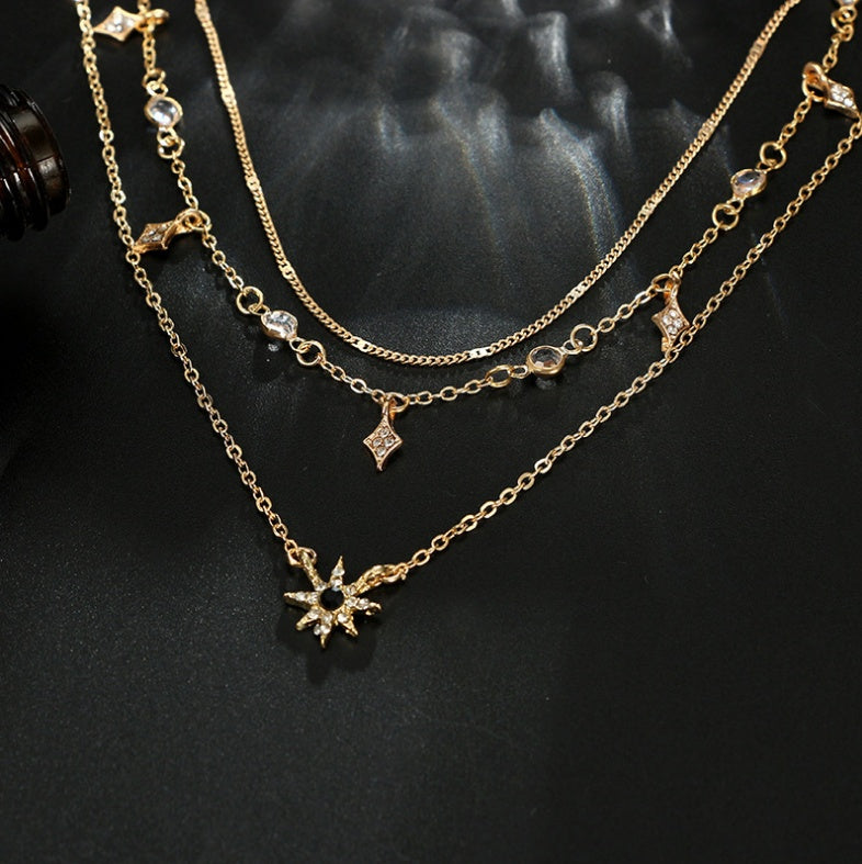 Multi-layer star pendant handmade alloy necklace