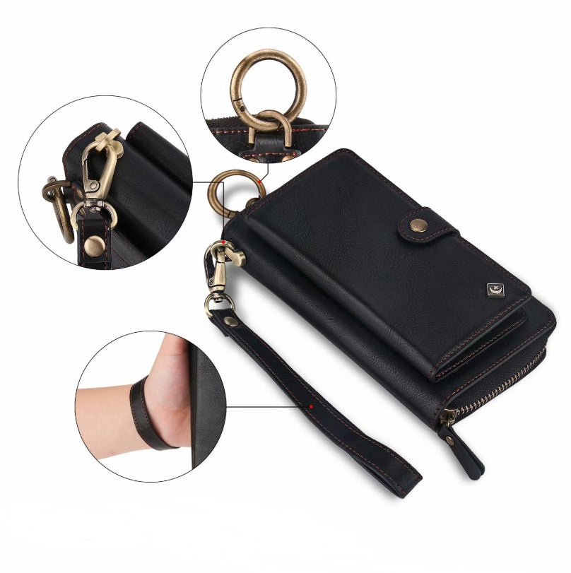 Multi-Function Zipper Wallet Phone Case with Car Mount Feature