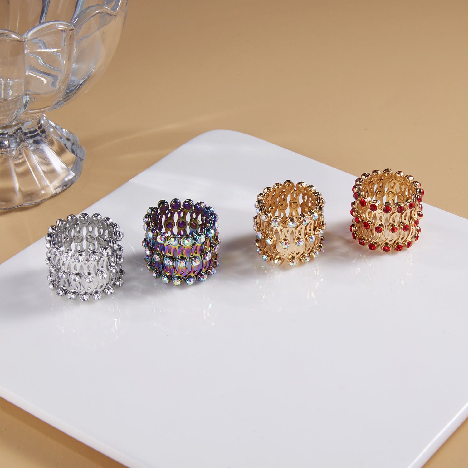 2-in-1 Adjustable Rhinestone Ring Bracelet