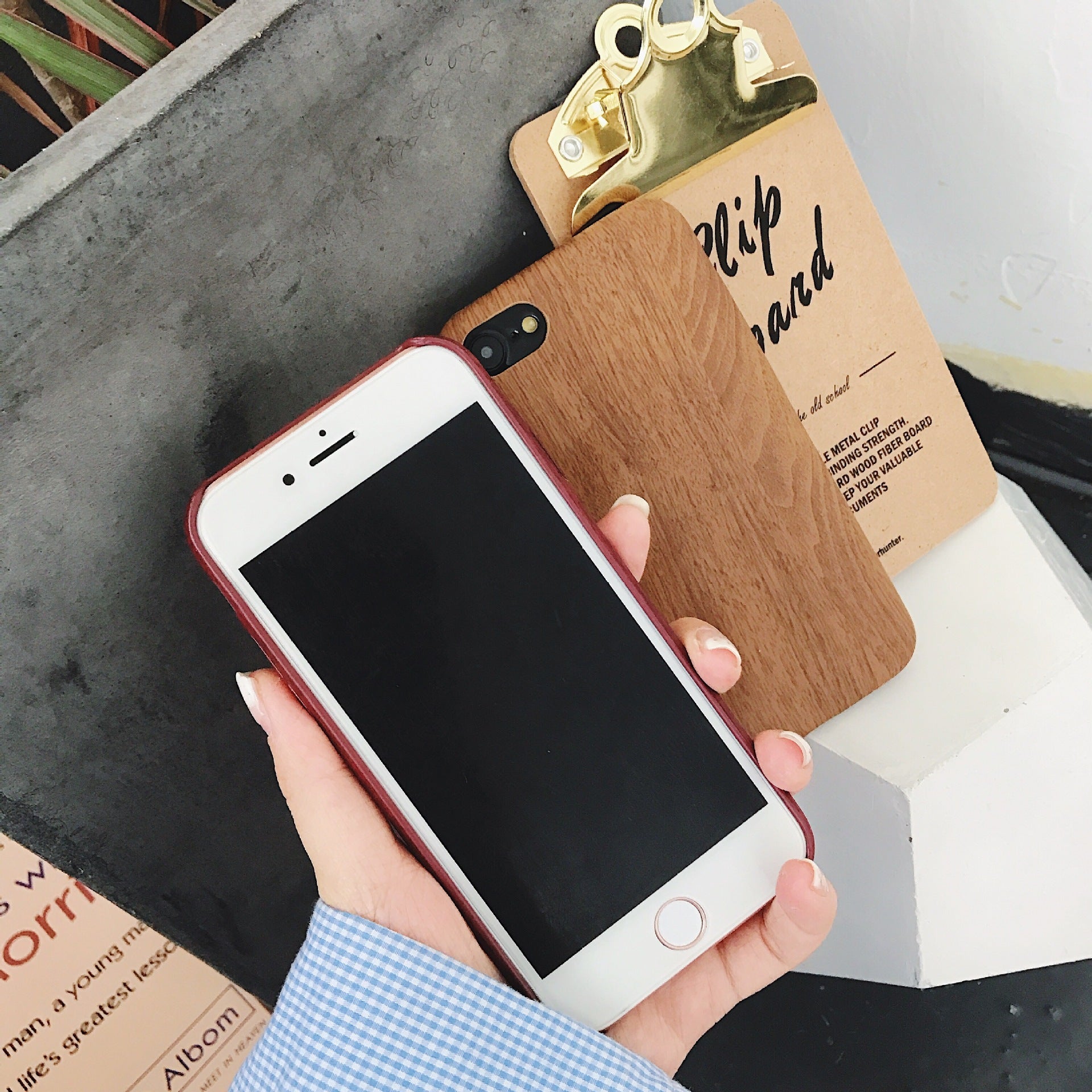 Ultra-Thin Wooden Grain Phone Case β Soft Leather & Durable Cover