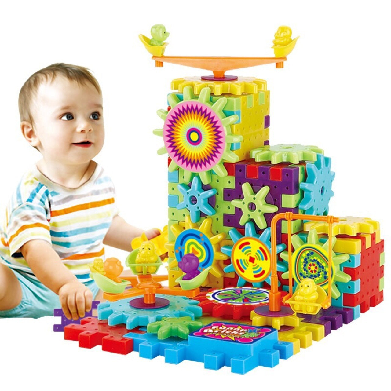 Electric Gears 3D Building Kit – Educational Brick Blocks for Kids