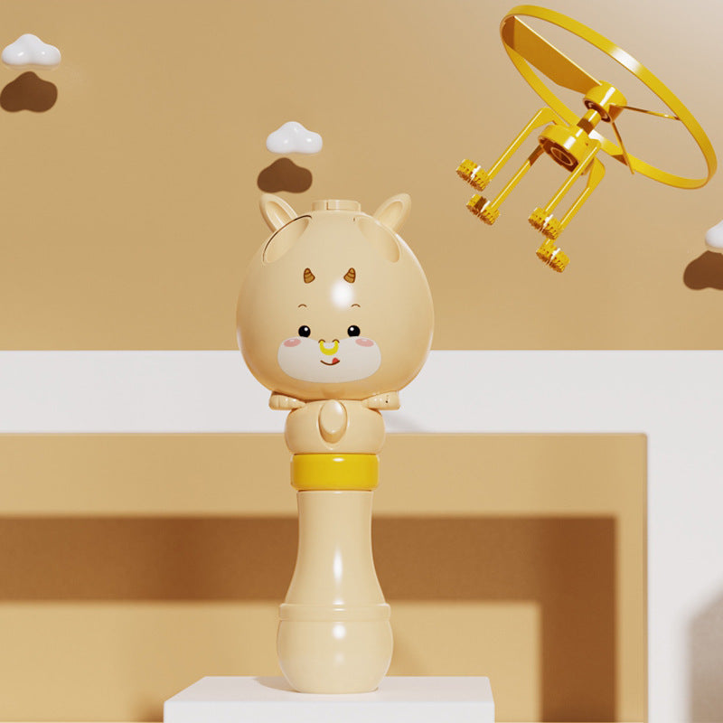 Bamboo Dragonfly Bubble Stick – Rotating Flying Bubble Toy for Kids