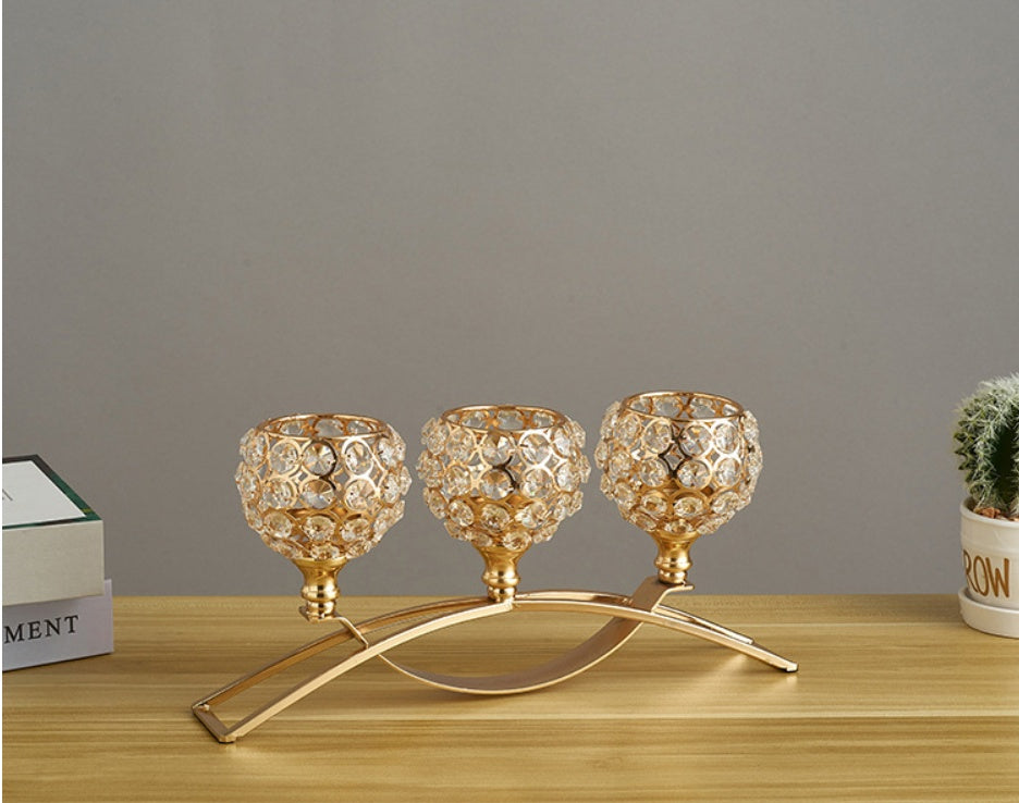 Crystal Geometric Wrought Iron Candle Holder