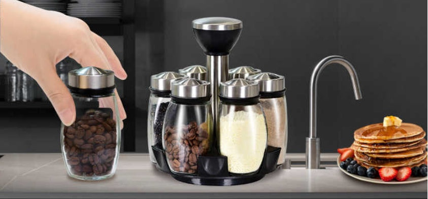 Seasoning Box Set with Screw Cap Jars - Kitchen Storage