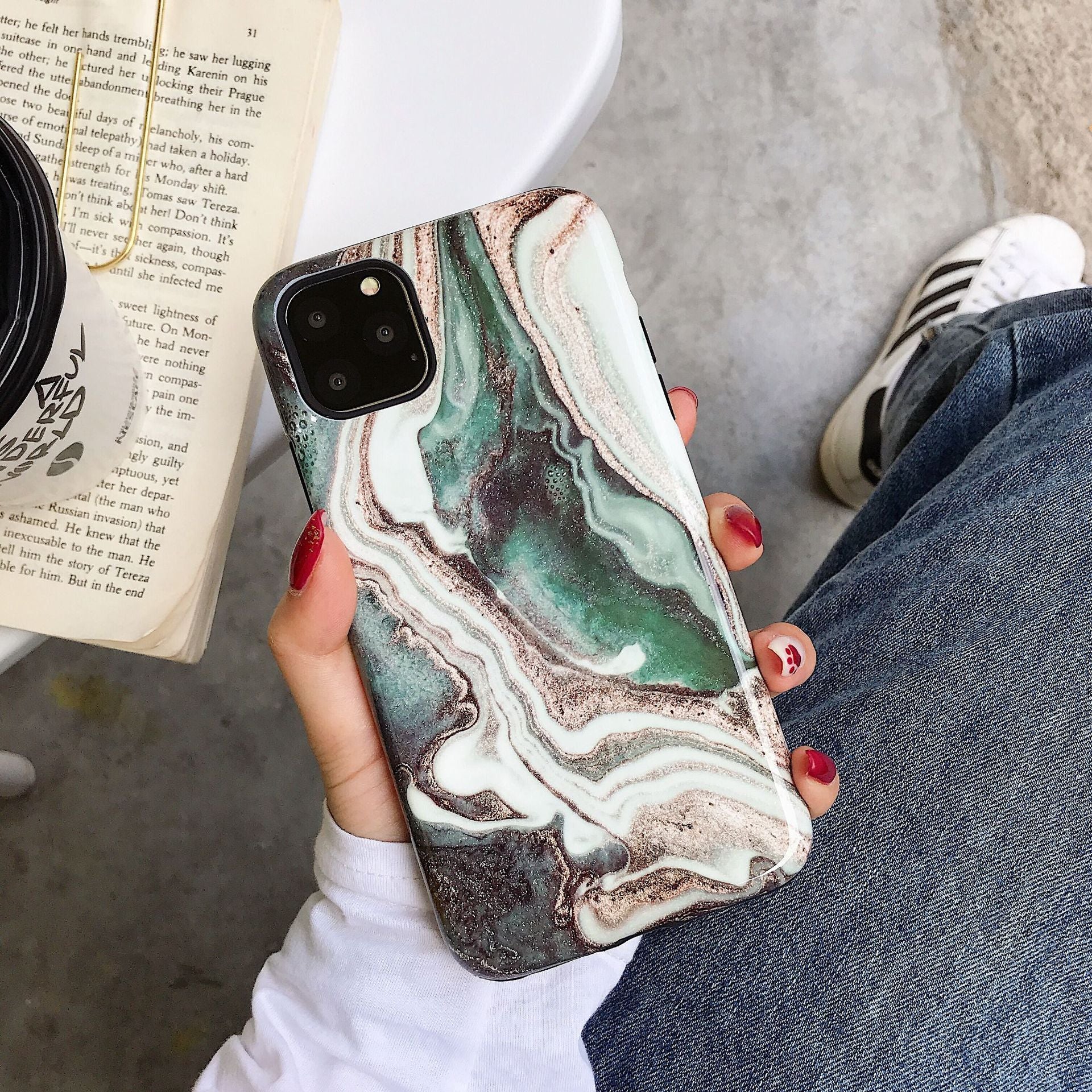 Silicone PC Double Marble Luxury Shell