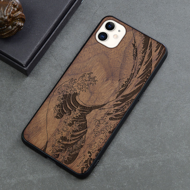 Retro Wooden iPhone Case – Anti-Fall Protective Cover 4o