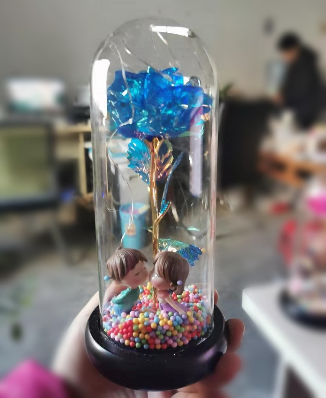 Enchanted Forever Rose Flower in Glass with LED Lights