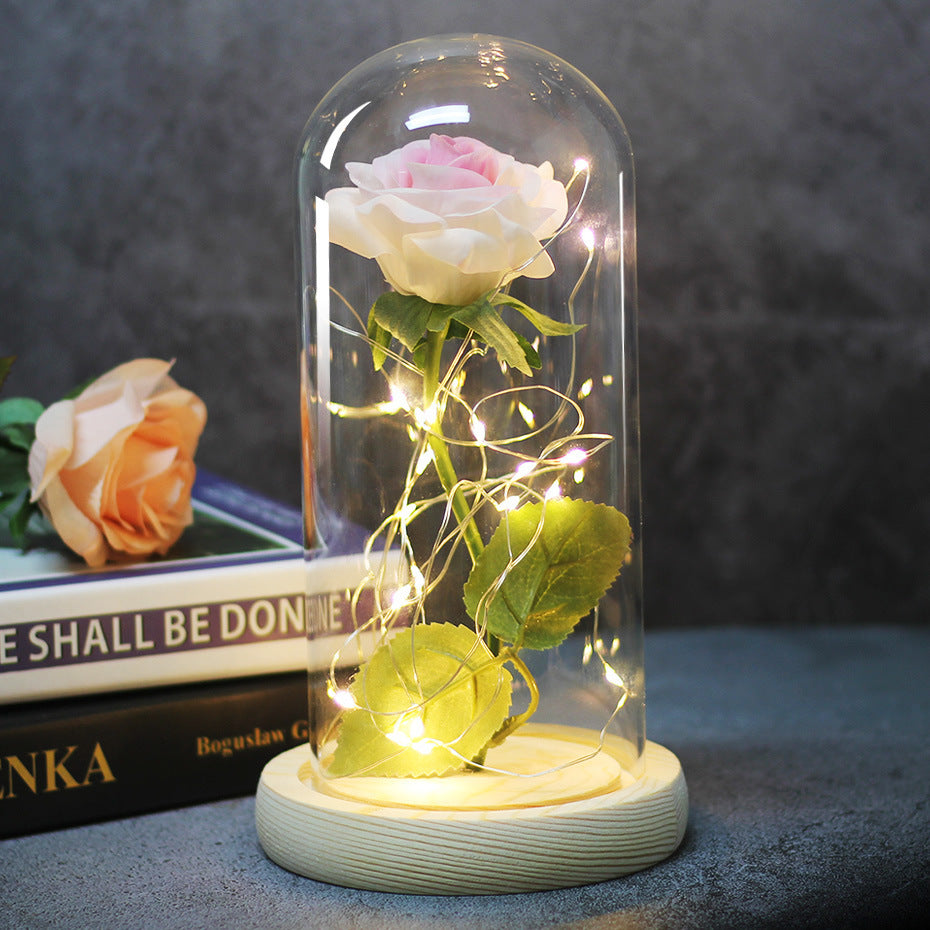 Enchanted Forever Rose Flower in Glass with LED Lights
