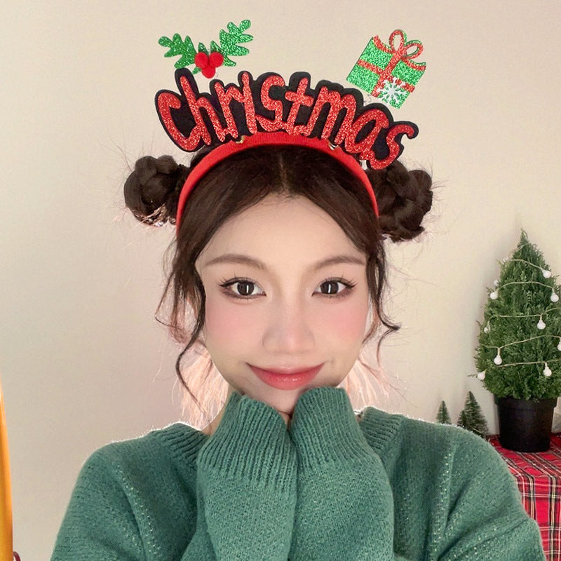Christmas Hairband Decoration Tree Headband Bow Hair Clip