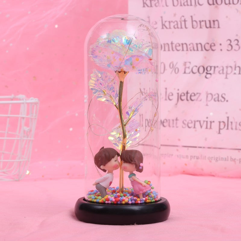 Enchanted Forever Rose Flower in Glass with LED Lights