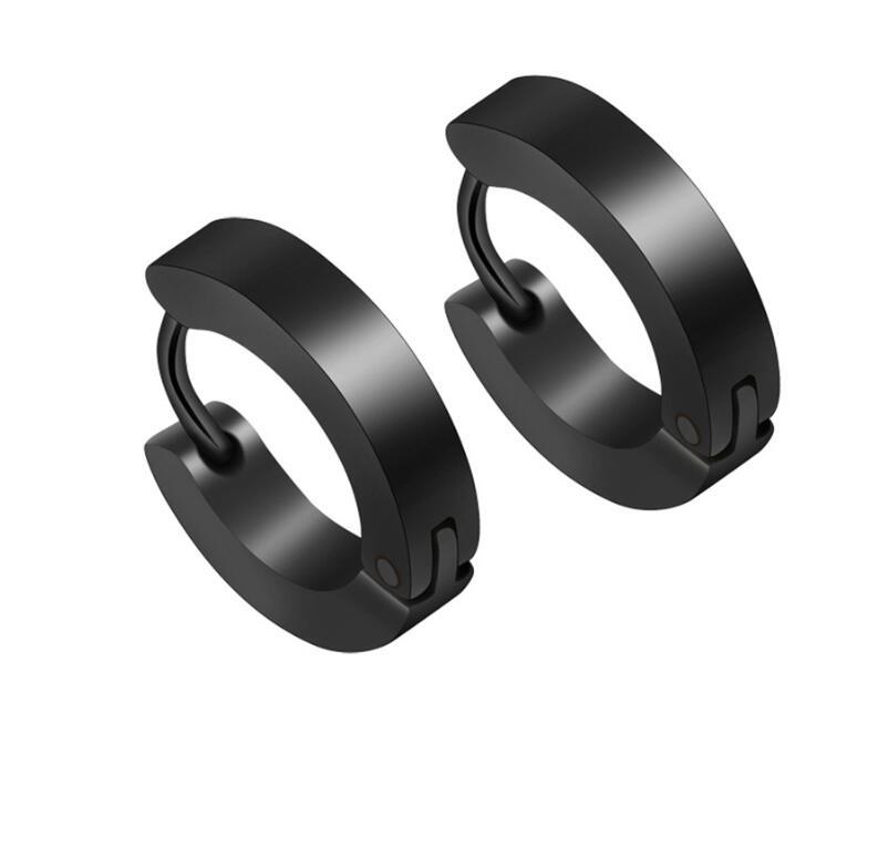 SI ME Punk Black Hoop Earrings Unisex Jewellery