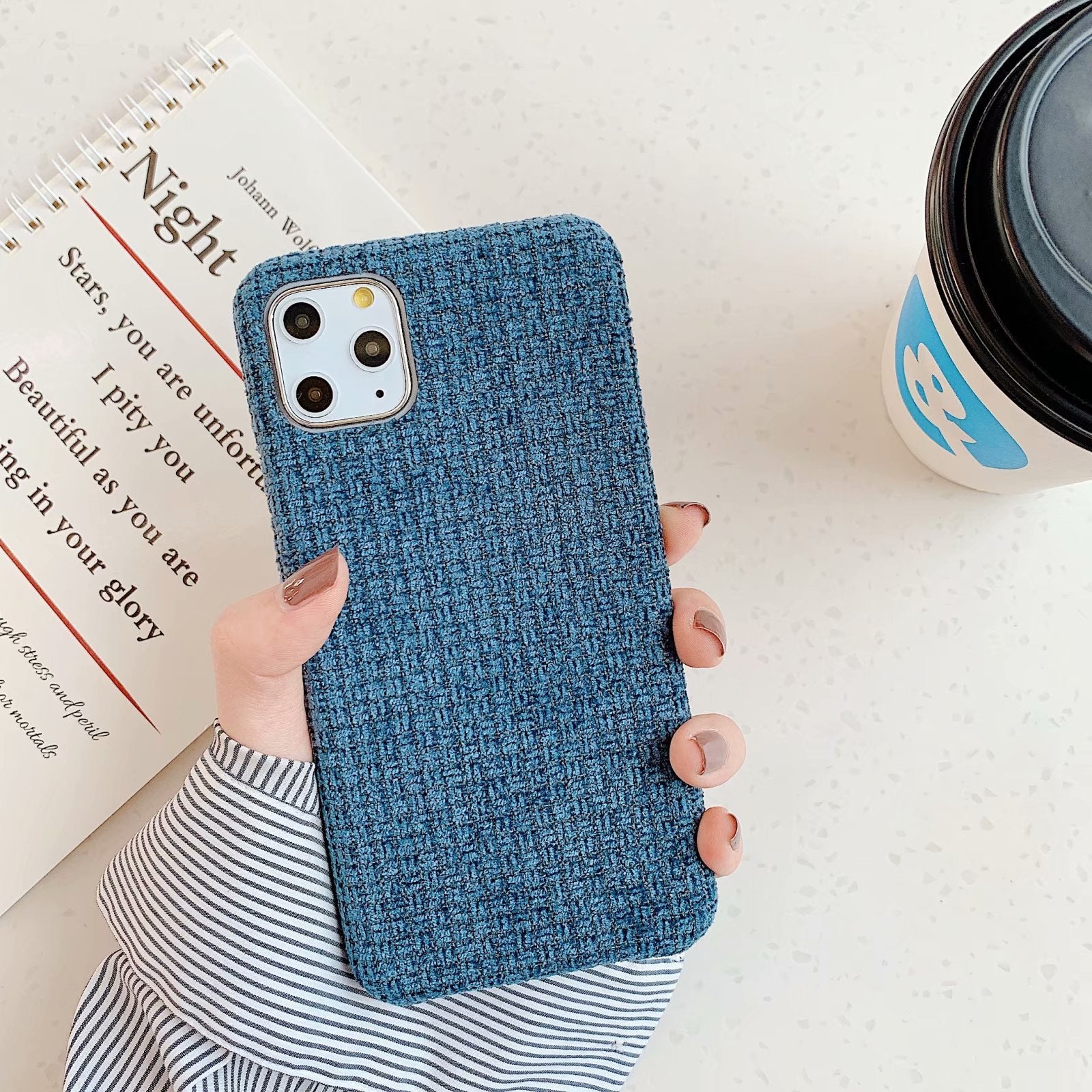 Autumn and winter solid color fabric phone case