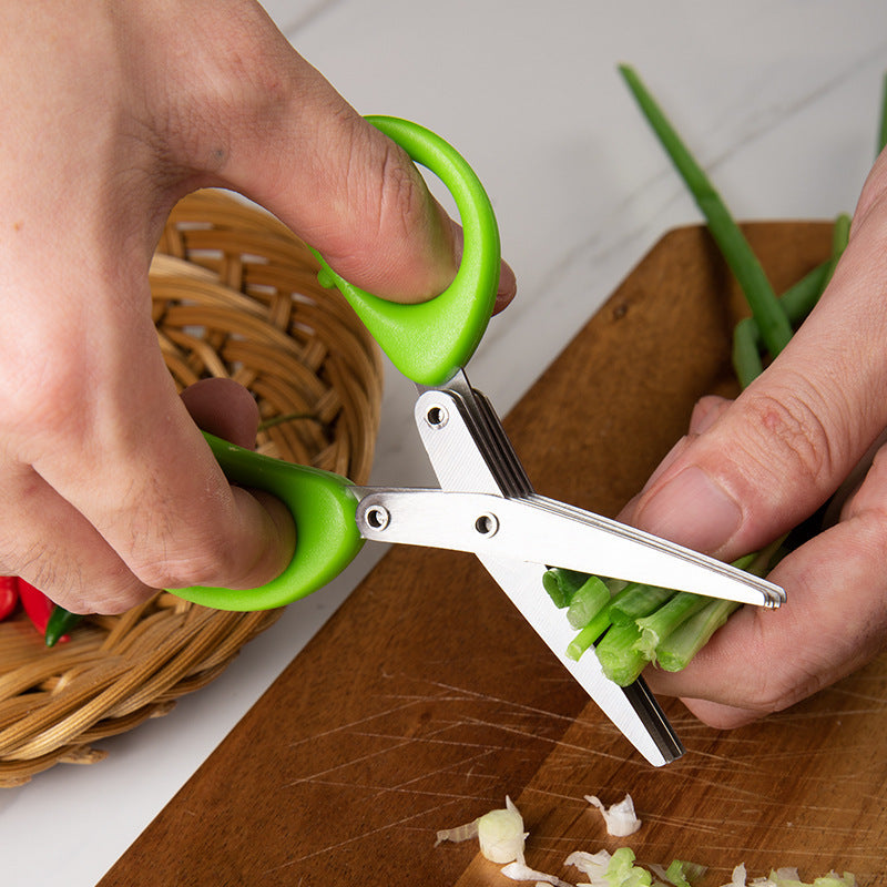 Multilayer Herb Scissors - Stainless Steel Kitchen Gadget