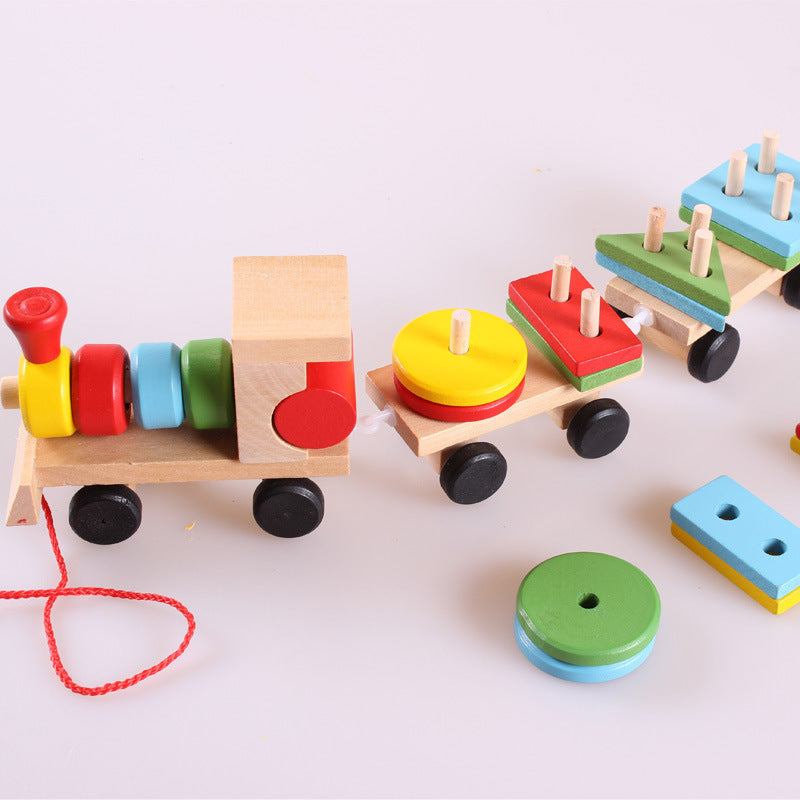 Wooden Train Tractor Toy – Educational Puzzle for Kids