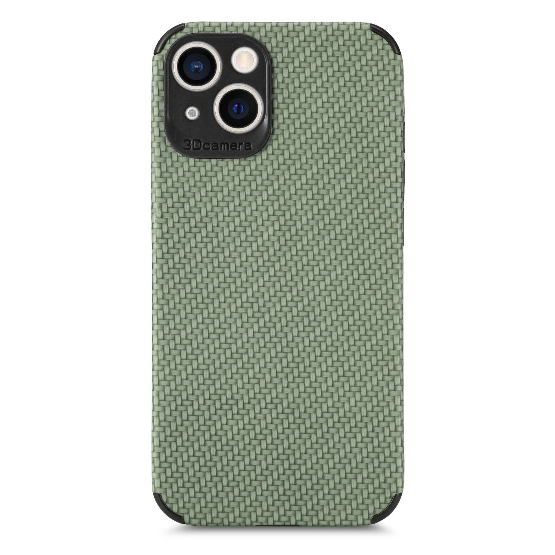 Simple Solid Color Mobile Phone Case With Carbon Fiber Pattern