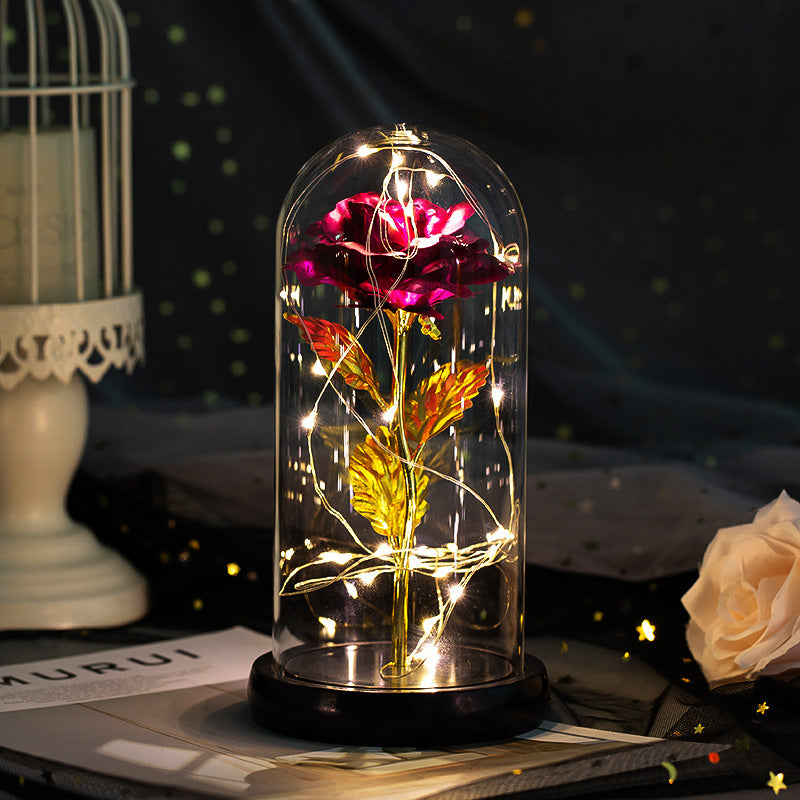 Enchanted Forever Rose Flower in Glass with LED Lights