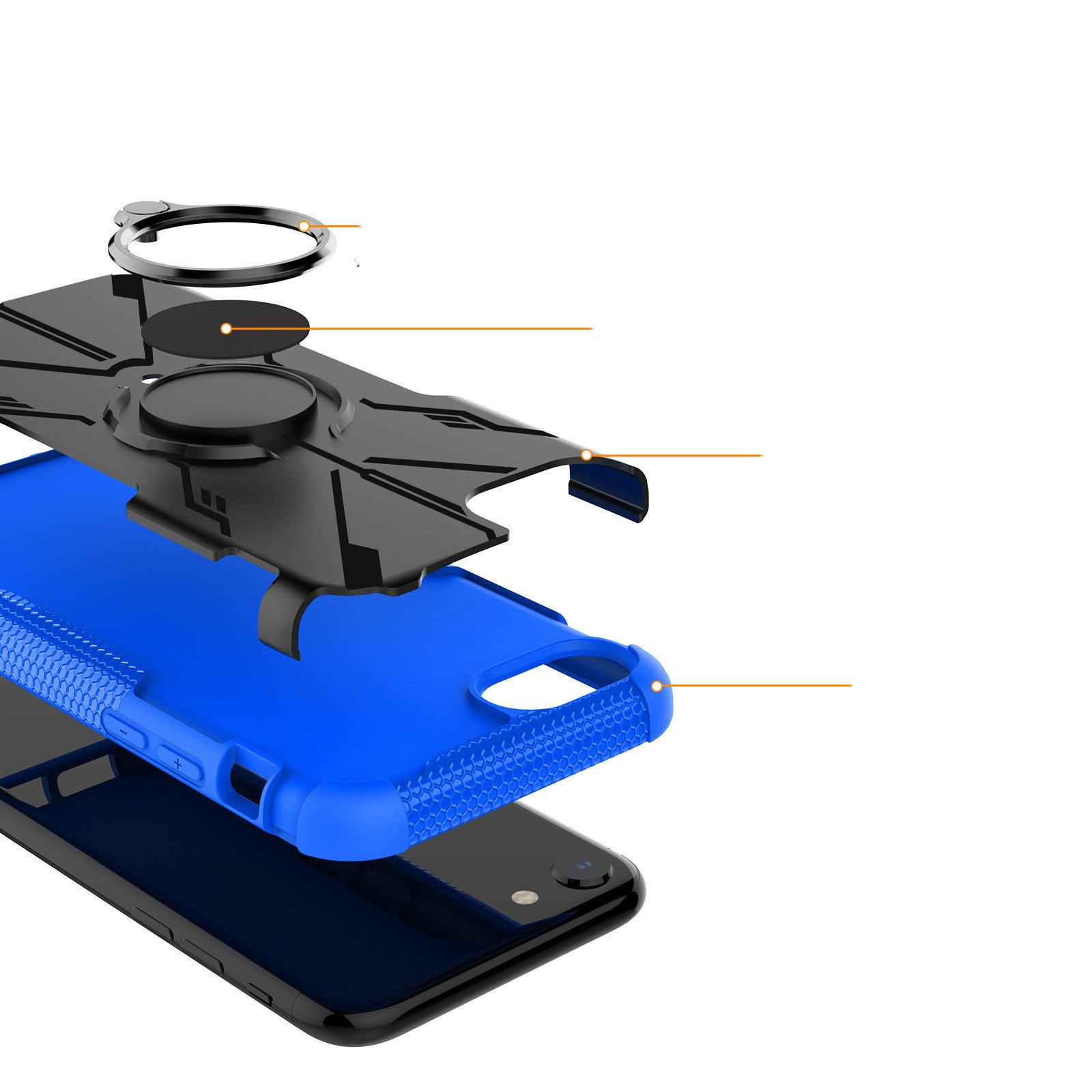 Protective Phone Case with Ring Bracket β Anti-Fall & Durable