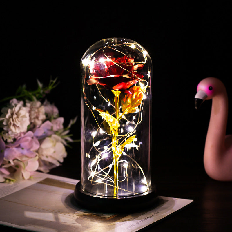 Enchanted Forever Rose Flower in Glass with LED Lights