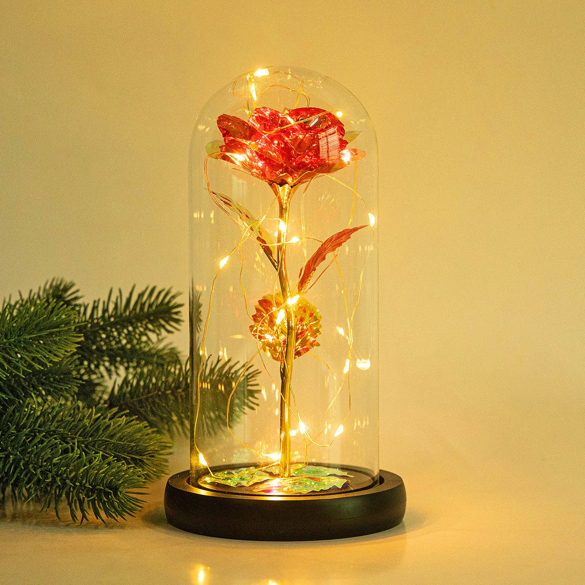 Enchanted Forever Rose Flower in Glass with LED Lights