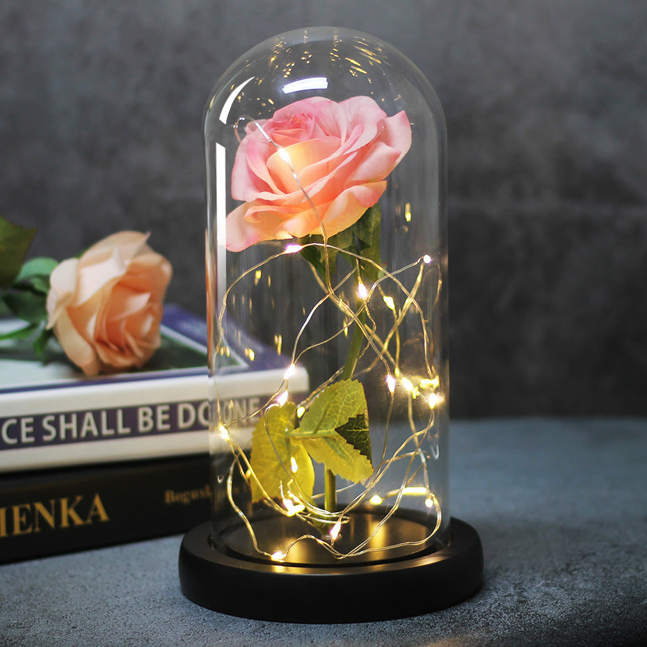 Enchanted Forever Rose Flower in Glass with LED Lights