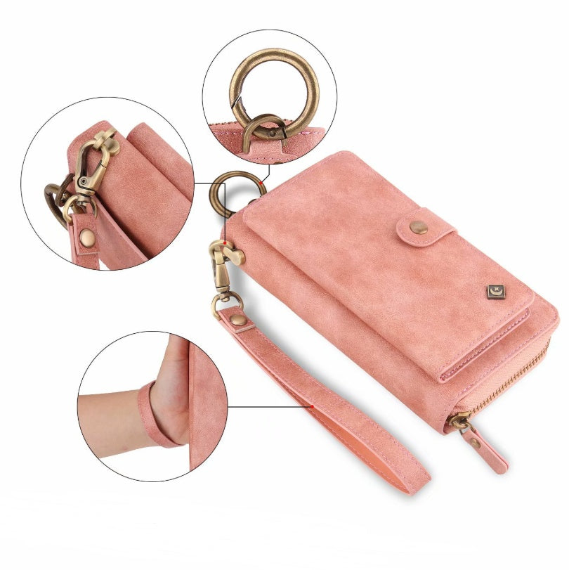 Multi-Function Zipper Wallet Phone Case with Car Mount Feature