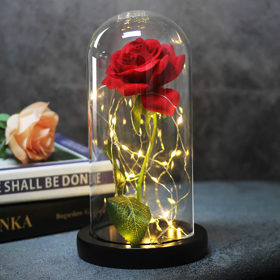 Enchanted Forever Rose Flower in Glass with LED Lights