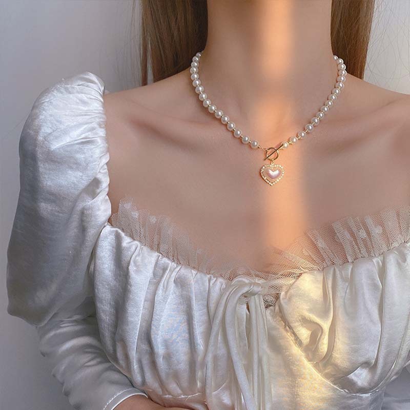 Super Fairy Temperament Pearl Love Necklace