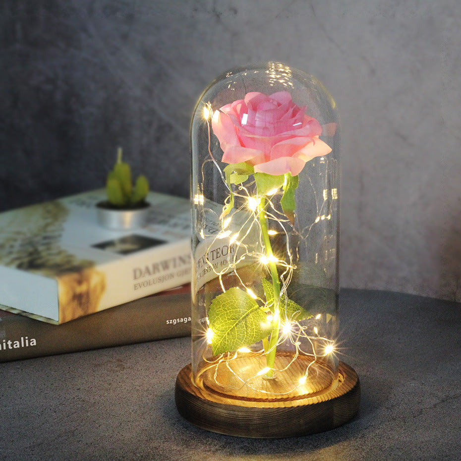 Enchanted Forever Rose Flower in Glass with LED Lights