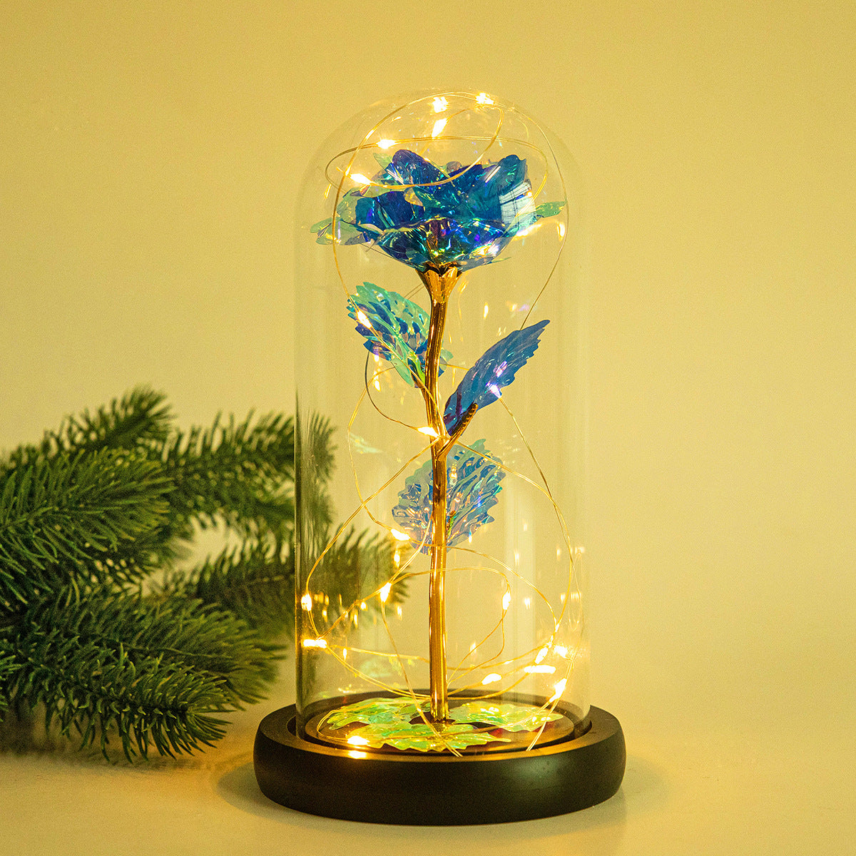 Enchanted Forever Rose Flower in Glass with LED Lights
