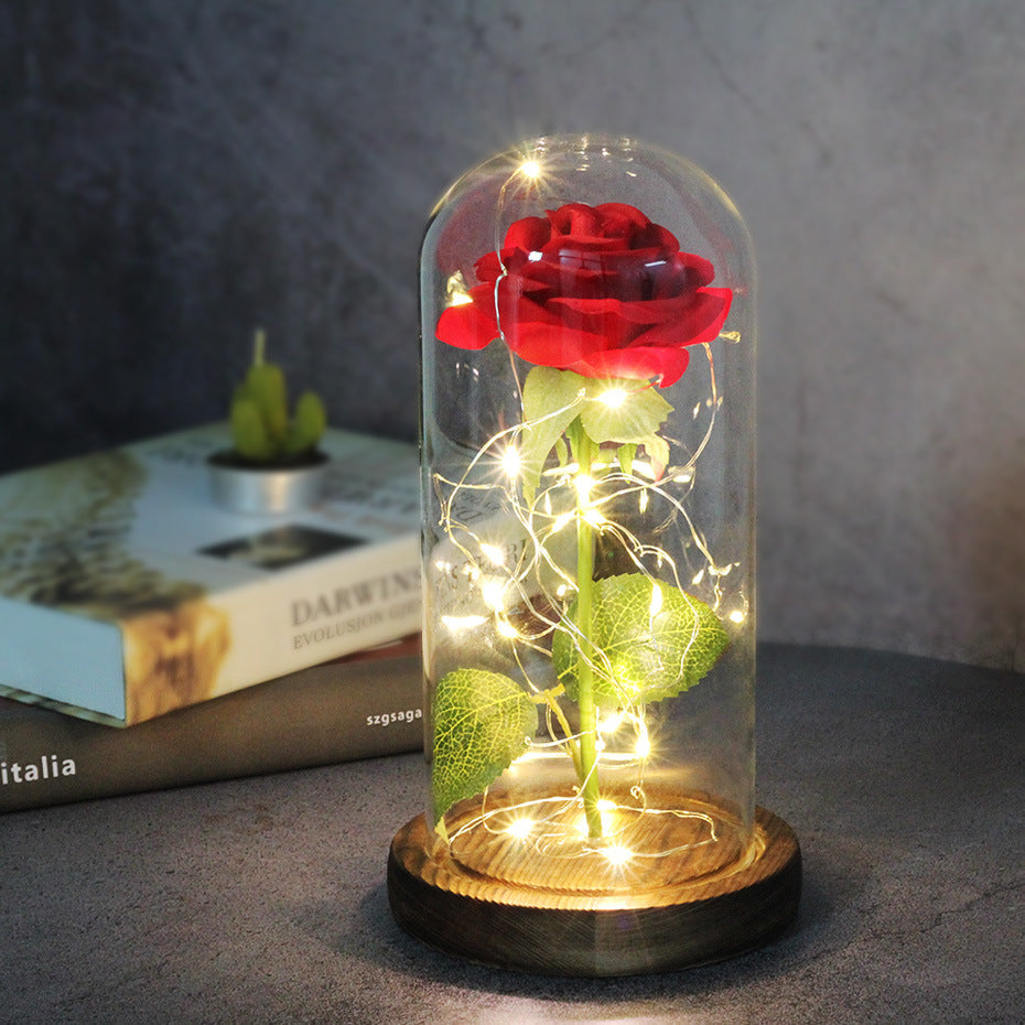Enchanted Forever Rose Flower in Glass with LED Lights