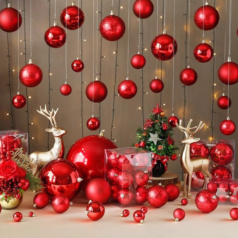 Christmas Decoration Red Ball Electroplating Plastic Christmas Tree