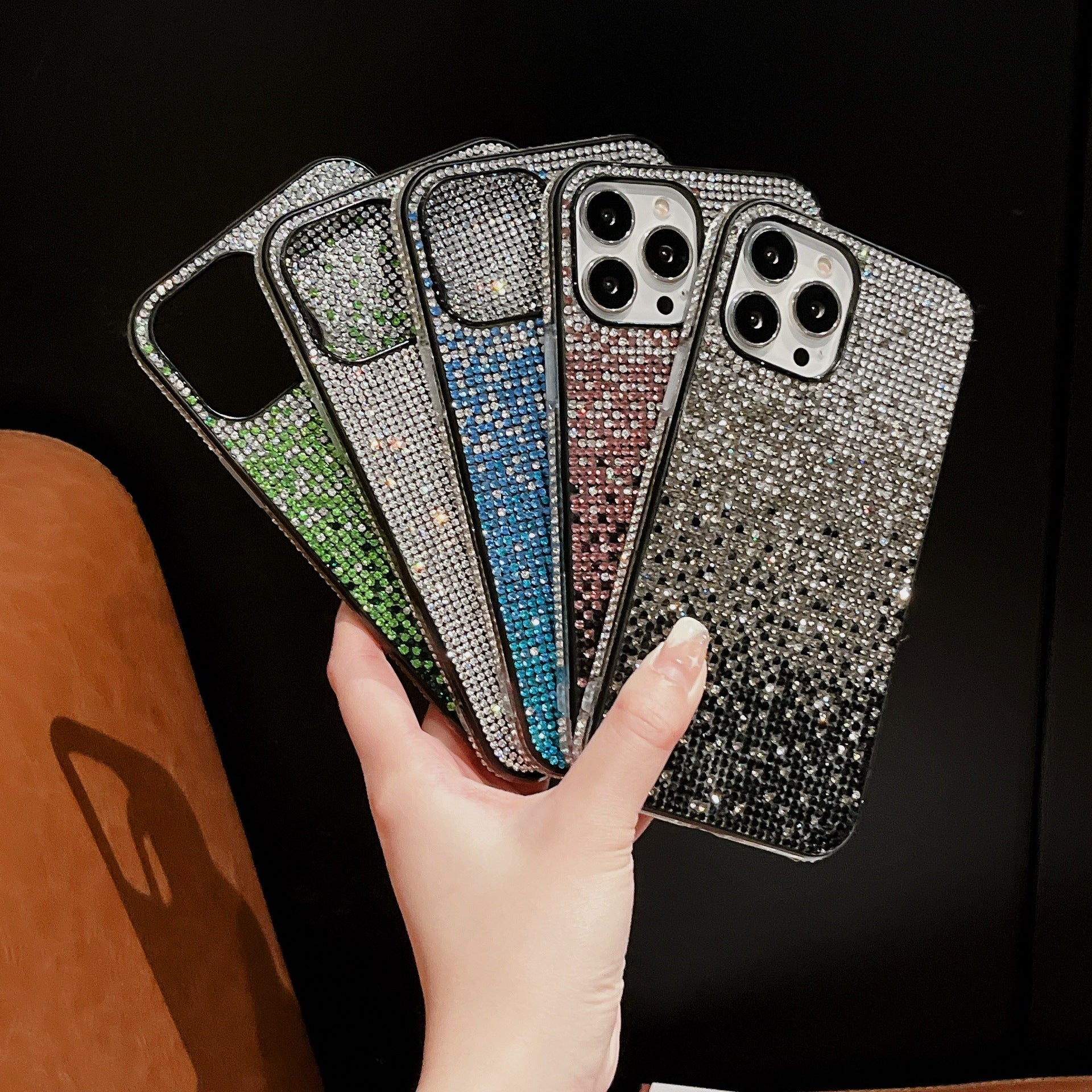 Rainbow Leather Diamond Phone Case