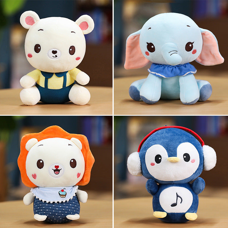 23cm Plush Animal Dolls – Elephant, Penguin, Lion & Bear