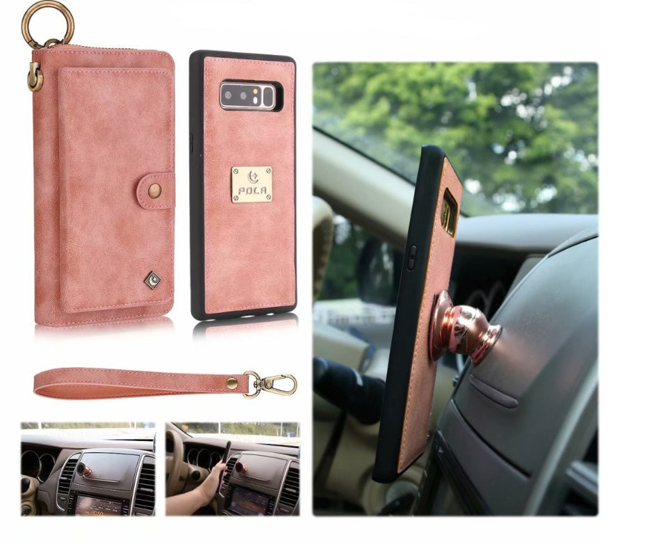 Multi-Function Zipper Wallet Phone Case with Car Mount Feature
