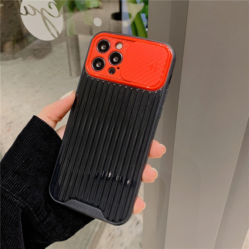 Push-pull Slide Cover Color Contrast Soft Shell Anti-drop Mobile Phone Case