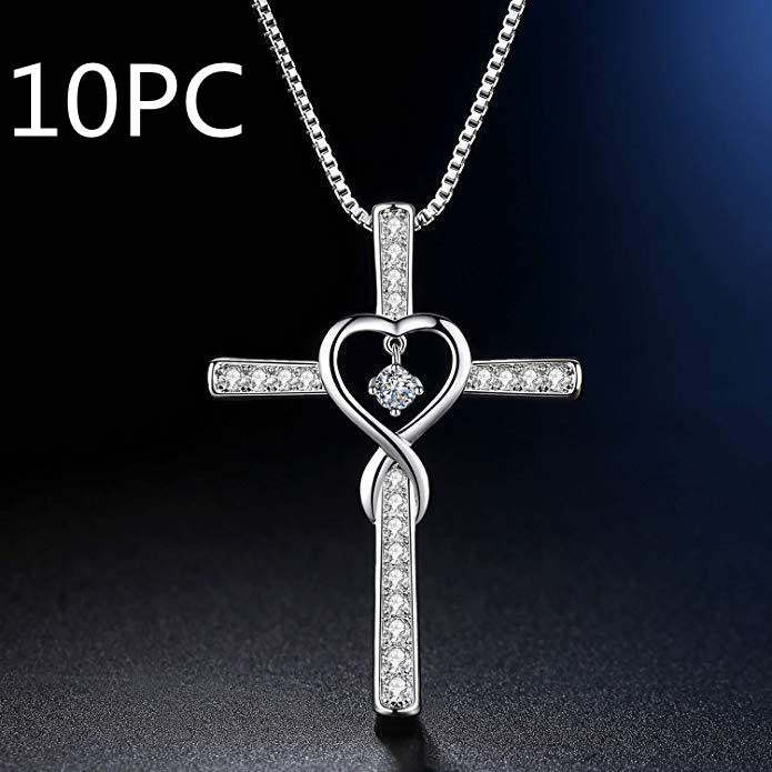 Infinity Cross Birthstone Pendant Necklace for Women