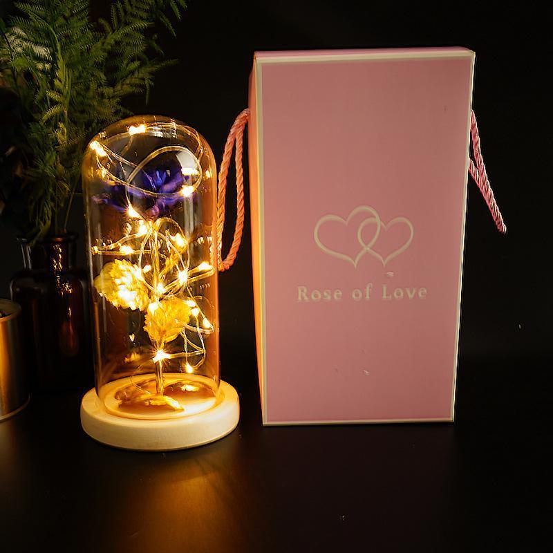 Enchanted Forever Rose Flower in Glass with LED Lights