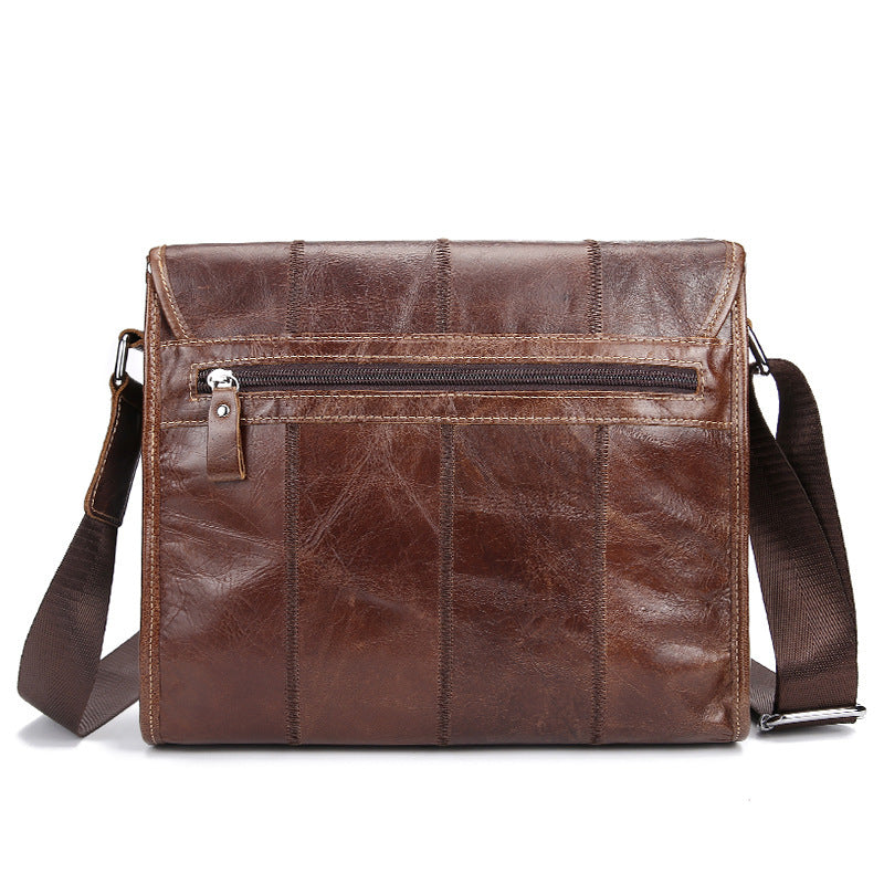 Men's Retro Leather Satchel - Oil Wax Finish & Casual Style