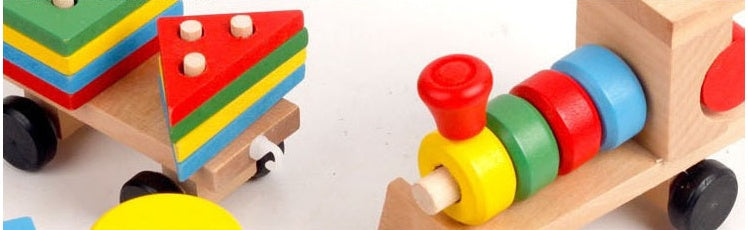 Wooden Train Tractor Toy – Educational Puzzle for Kids