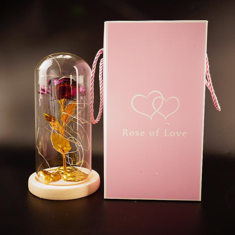 Enchanted Forever Rose Flower in Glass with LED Lights