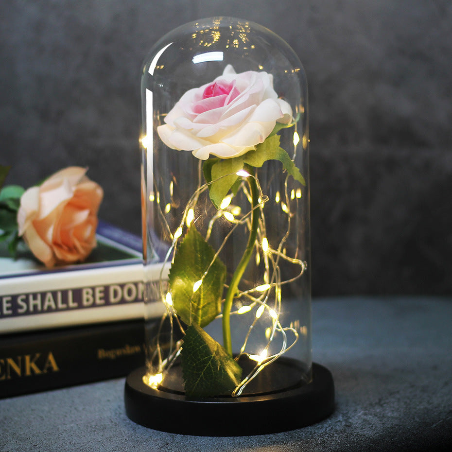 Enchanted Forever Rose Flower in Glass with LED Lights