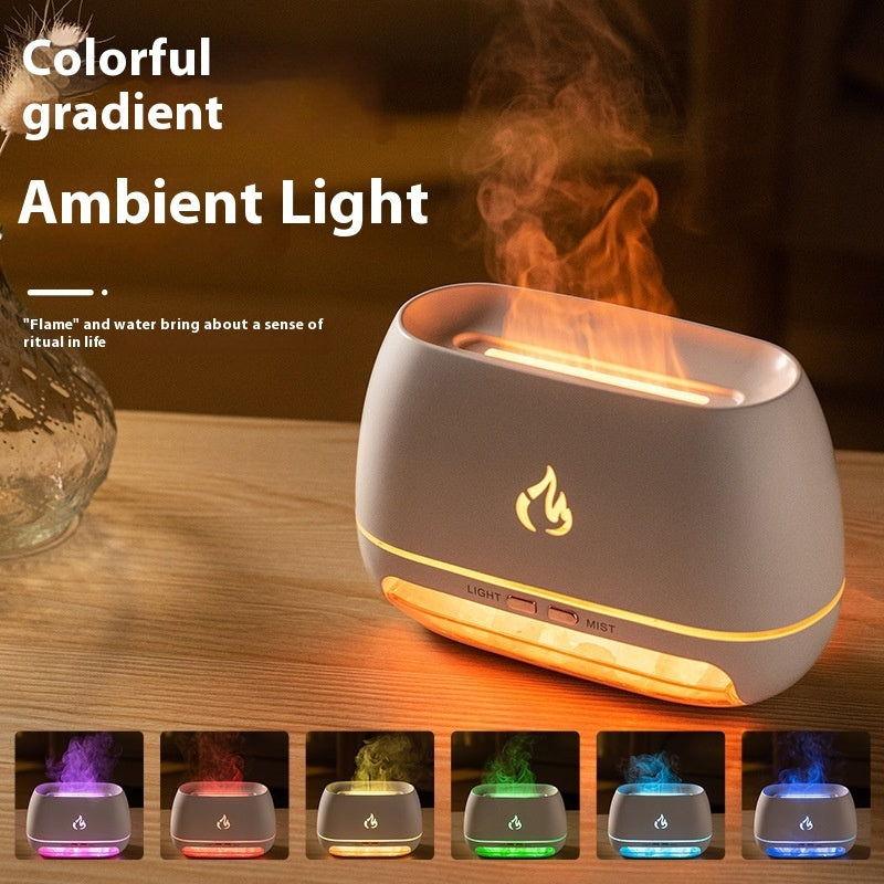 Wood Grain Aromatherapy Diffuser with Simulated Flame Effect