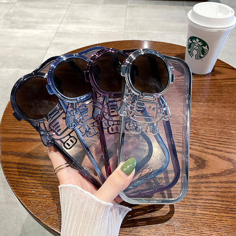 Astronaut Glitter Soft Case – Plating Cover with Stand for iPhone Pro/Max