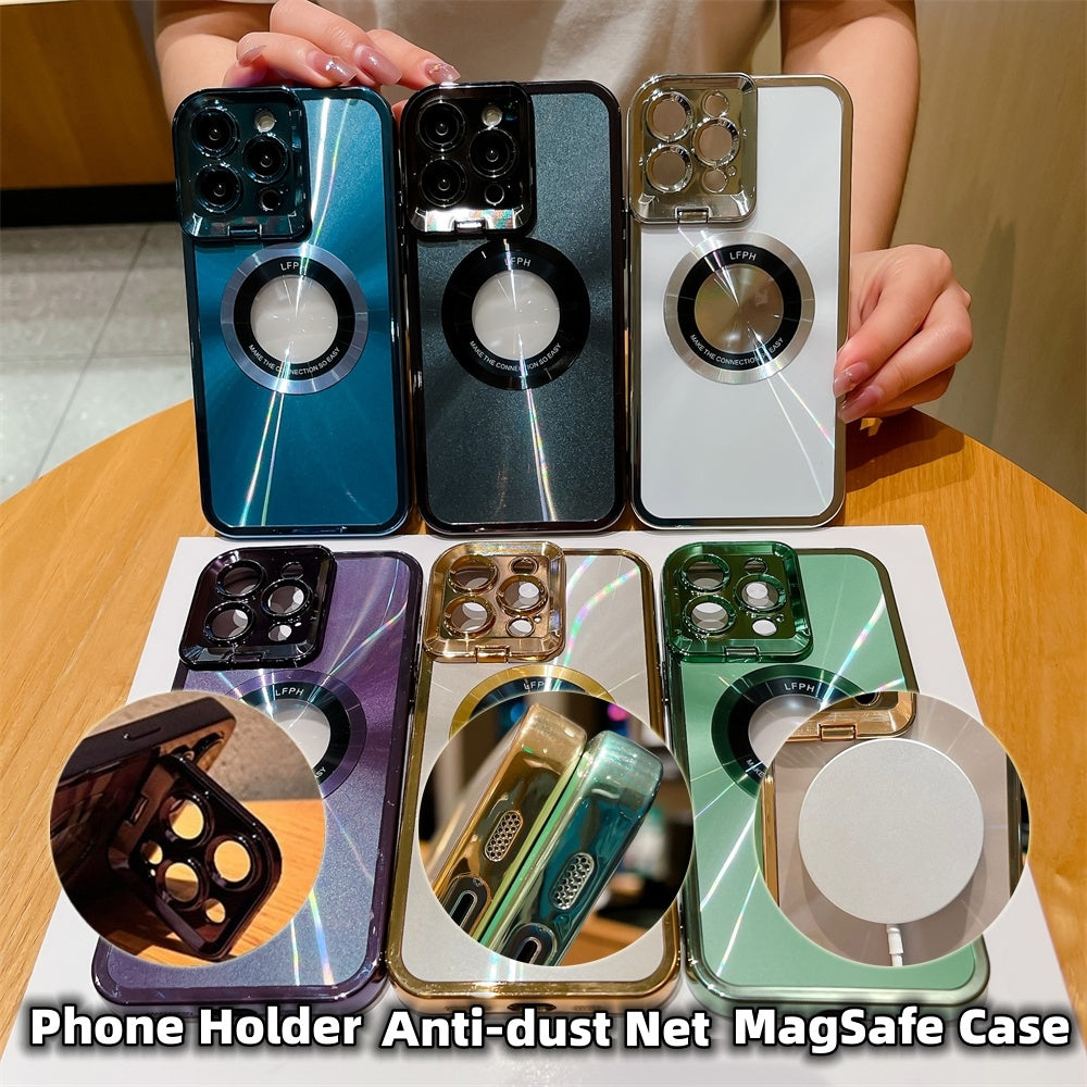 Luxury Electroplated Magsafe Case with Stand for 12/13/14 Pro Max