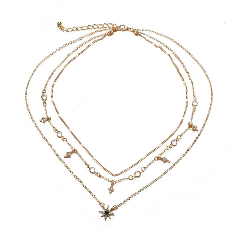Multi-layer star pendant handmade alloy necklace